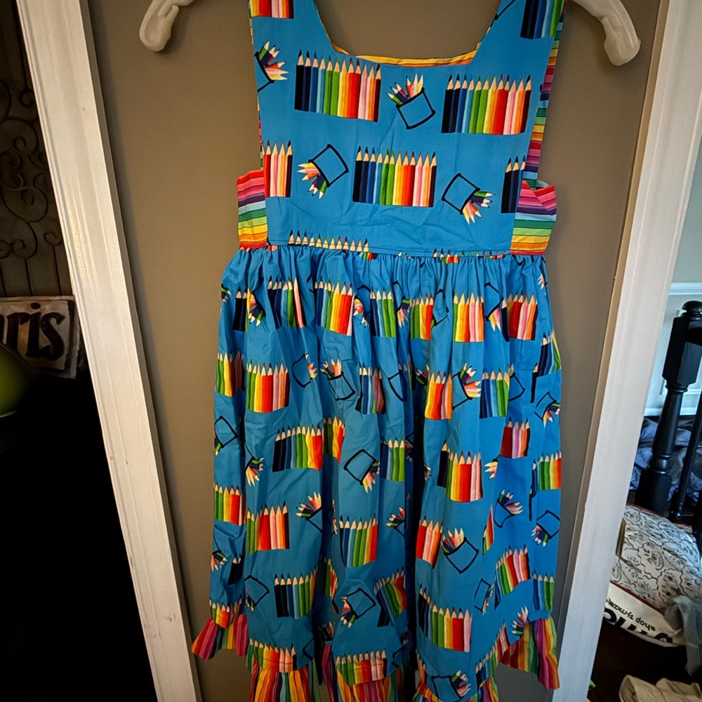 Bright Blue Pencil Print Sundress